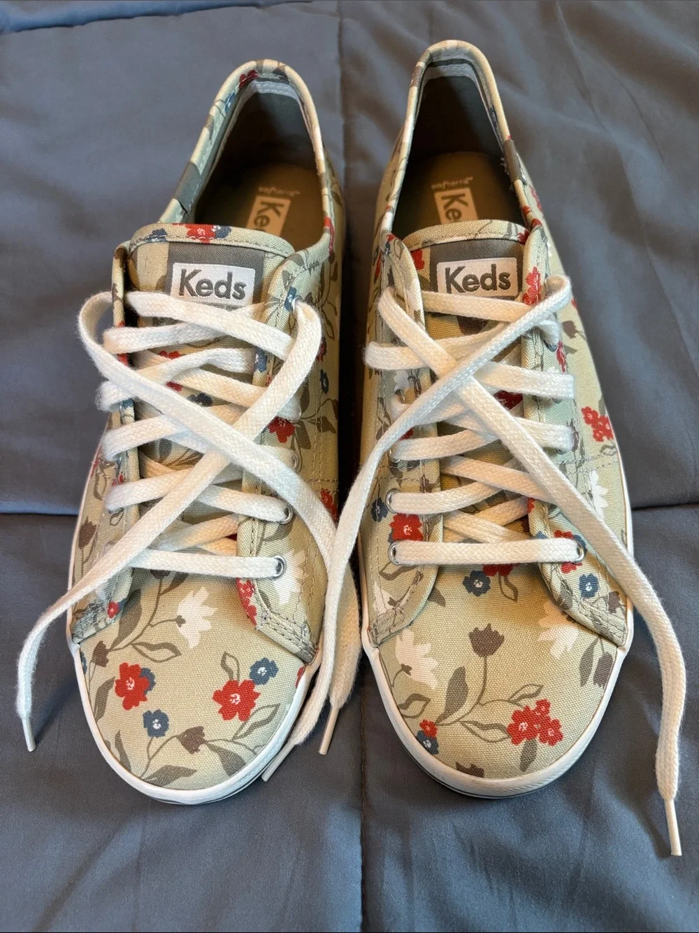 Keds Floral Canvas Sneakers in Beige, Red, Blue